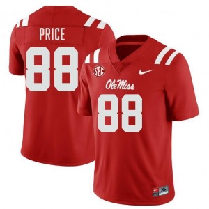 Premium Red #88 Devin Price Ole Miss Rebels Men College Football Jersey - Pro-Grade Gamewear 24266008