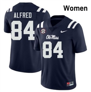 University of Mississippi Elite Dillon Alfred Navy #84 Women High School Football Jersey - High-End Performance 22092345