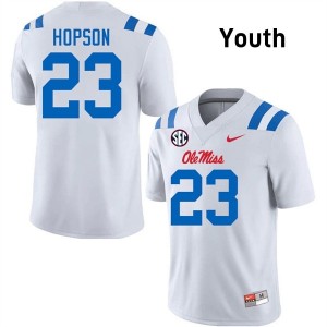 White #23 University of Mississippi Jarcoby Hopson Youth Game-Ready High School Football Jersey - Premium Quality 70729617