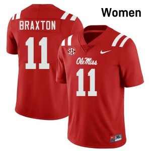 Ole Miss Rebels Elite Jaylon Braxton Red #11 Women College Football Jersey - High-End Performance 32165571