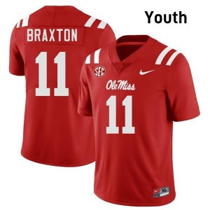 Jaylon Braxton Pro-Level Red #11 Ole Miss Youth NCAA Football Jersey - Top-Tier Gear 66546839