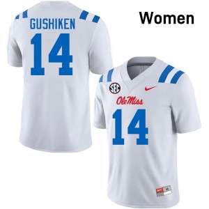 #14 Kapena Gushiken White Ole Miss Top-Tier Women NCAA Football Jersey - Elite-Level Performance 80380359