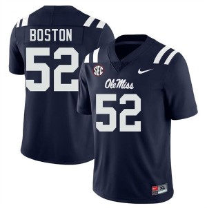 Kenneth Boston #52 Navy Championship-Caliber Ole Miss Men NCAA Embroidery Football Jersey - Pro-Grade 28858878