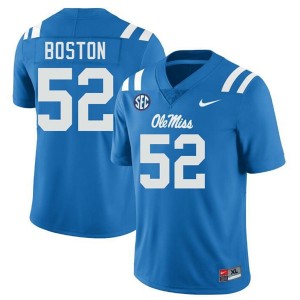 Premium Powder Blue #52 Kenneth Boston University of Mississippi Men High School Football Jersey - Pro-Grade Gamewear 65311114