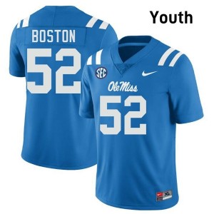Powder Blue #52 Ole Miss Rebels Kenneth Boston Youth Game-Ready College Football Jersey - Premium Quality 67508431