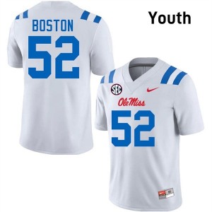 White #52 University of Mississippi Kenneth Boston Youth Game-Ready High School Football Jersey - Premium Quality 32455432