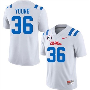 Premium White #36 Keon Young Ole Miss Rebels Men College Football Jersey - Pro-Grade Gamewear 72013314