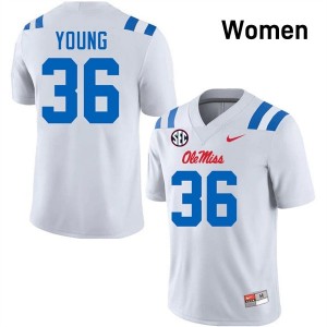 #36 Keon Young White Ole Miss Top-Tier Women NCAA Football Jersey - Elite-Level Performance 68867088