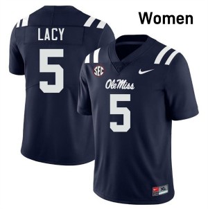 University of Mississippi Elite Kewan Lacy Navy #5 Women High School Football Jersey - High-End Performance 22901574