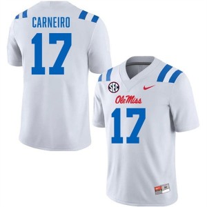 Premium White #17 Lucas Carneiro University of Mississippi Men High School Football Jersey - Pro-Grade Gamewear 49368518
