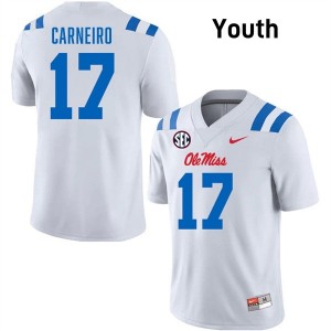 White #17 Ole Miss Rebels Lucas Carneiro Youth Game-Ready College Football Jersey - Premium Quality 37044379