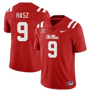 Luke Hasz #9 Red Championship-Caliber Rebels Men Player Embroidery Football Jersey - Pro-Grade 65636407