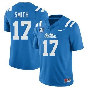 Premium Powder Blue #17 Maealiuaki Smith University of Mississippi Men High School Football Jersey - Pro-Grade Gamewear 75765092