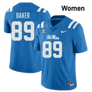 #89 Mike Baker Powder Blue Ole Miss Top-Tier Women NCAA Football Jersey - Elite-Level Performance 80544090