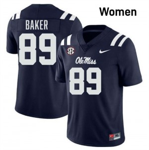 Ole Miss Rebels Elite Mike Baker Navy #89 Women College Football Jersey - High-End Performance 43267087