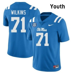Powder Blue #71 Ole Miss Rebels PJ Wilkins Youth Game-Ready College Football Jersey - Premium Quality 10170127