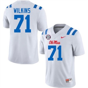 Premium White #71 PJ Wilkins Ole Miss Rebels Men College Football Jersey - Pro-Grade Gamewear 47332653