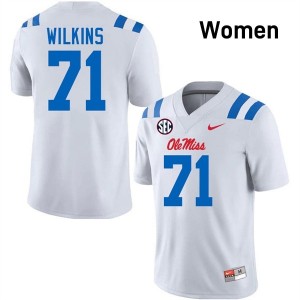#71 PJ Wilkins White Ole Miss Top-Tier Women NCAA Football Jersey - Elite-Level Performance 60333499