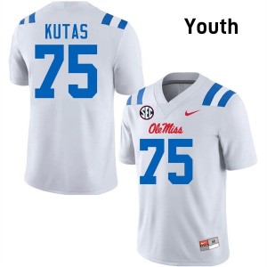 White #75 University of Mississippi Patrick Kutas Youth Game-Ready High School Football Jersey - Premium Quality 59698359
