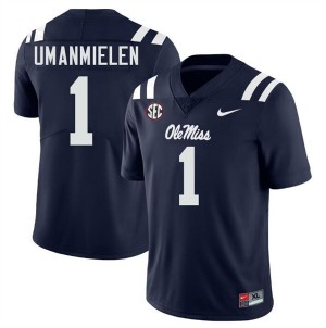Princewill Umanmielen #1 Navy Championship-Caliber Ole Miss Men NCAA Embroidery Football Jersey - Pro-Grade 57616314