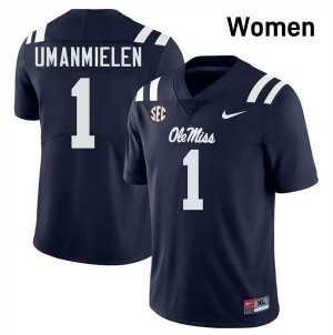 University of Mississippi Elite Princewill Umanmielen Navy #1 Women High School Football Jersey - High-End Performance 71968150