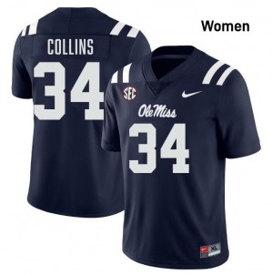 #34 Raymond Collins Navy Rebels Top-Tier Women Player Football Jersey - Elite-Level Performance 35558487