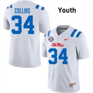 Raymond Collins Pro-Level White #34 Rebels Youth Player Football Jersey - Top-Tier Gear 69283632