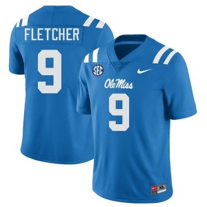 Premium Powder Blue #9 Ricky Fletcher University of Mississippi Men High School Football Jersey - Pro-Grade Gamewear 51989849