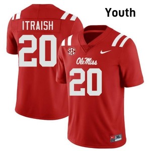 Shawqi Itraish Pro-Level Red #20 Ole Miss Youth NCAA Football Jersey - Top-Tier Gear 97238477