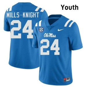 Powder Blue #24 Ole Miss Rebels Shekai Mills-Knight Youth Game-Ready College Football Jersey - Premium Quality 97343561