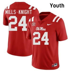 Shekai Mills-Knight Pro-Level Red #24 Ole Miss Youth NCAA Football Jersey - Top-Tier Gear 74907742