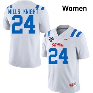 #24 Shekai Mills-Knight White Ole Miss Top-Tier Women NCAA Football Jersey - Elite-Level Performance 88763871