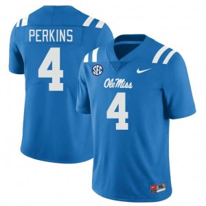 University of Mississippi Elite Suntarine Perkins Powder Blue #4 Men High School Football Jersey - High-End Performance 36146250