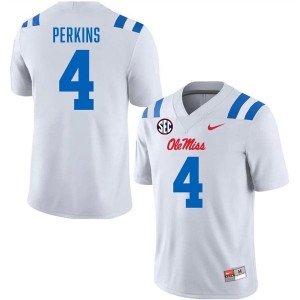 Suntarine Perkins #4 White Championship-Caliber Ole Miss Men NCAA Embroidery Football Jersey - Pro-Grade 19996431