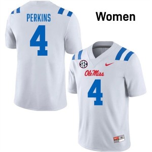 University of Mississippi Elite Suntarine Perkins White #4 Women High School Football Jersey - High-End Performance 72254161