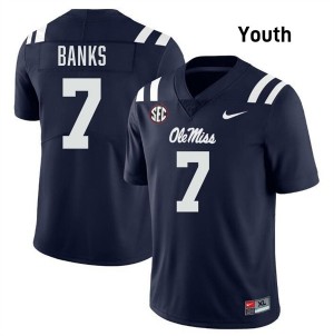 Navy #7 University of Mississippi TJ Banks Youth Game-Ready High School Football Jersey - Premium Quality 94126198