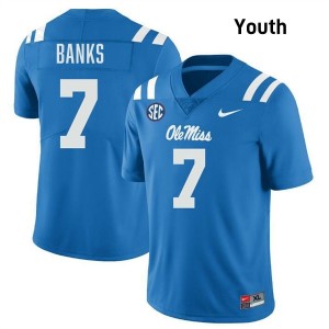 TJ Banks Pro-Level Powder Blue #7 Rebels Youth Player Football Jersey - Top-Tier Gear 15799465