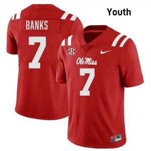 Red #7 Ole Miss Rebels TJ Banks Youth Game-Ready College Football Jersey - Premium Quality 56088095