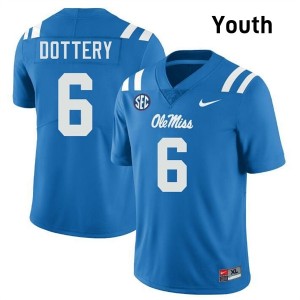 Powder Blue #6 Ole Miss Rebels TJ Dottery Youth Game-Ready College Football Jersey - Premium Quality 77734818