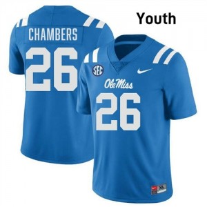 Powder Blue #26 Ole Miss Rebels Tahj Chambers Youth Game-Ready College Football Jersey - Premium Quality 10077490