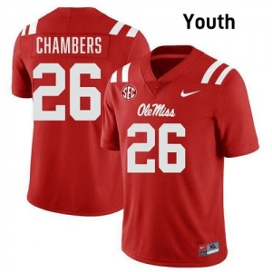 Tahj Chambers Pro-Level Red #26 Ole Miss Youth NCAA Football Jersey - Top-Tier Gear 52787754