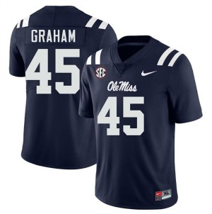 Talib Graham #45 Navy Championship-Caliber Ole Miss Men NCAA Embroidery Football Jersey - Pro-Grade 27793708