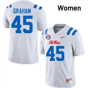 #45 Talib Graham White Ole Miss Top-Tier Women NCAA Football Jersey - Elite-Level Performance 81475351
