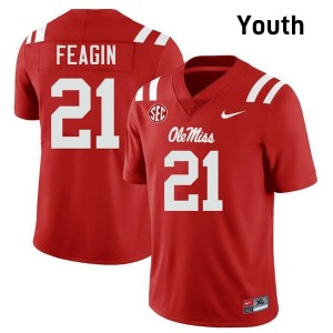 Tavoy Feagin Pro-Level Red #21 Ole Miss Youth NCAA Football Jersey - Top-Tier Gear 91534041