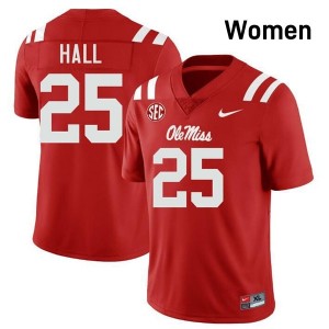 Ole Miss Rebels Elite Trey Hall Red #25 Women College Football Jersey - High-End Performance 65902813