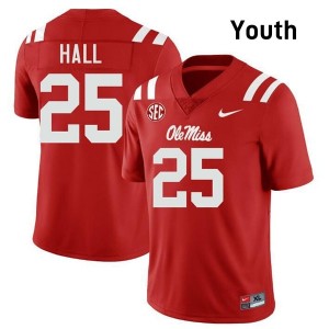 Trey Hall Pro-Level Red #25 Ole Miss Youth NCAA Football Jersey - Top-Tier Gear 28555541