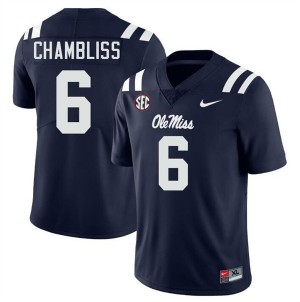 Trinidad Chambliss #6 Navy Championship-Caliber Ole Miss Men NCAA Embroidery Football Jersey - Pro-Grade 29802142