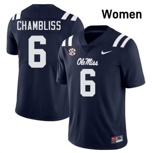 University of Mississippi Elite Trinidad Chambliss Navy #6 Women High School Football Jersey - High-End Performance 55707278