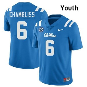 Powder Blue #6 Ole Miss Rebels Trinidad Chambliss Youth Game-Ready College Football Jersey - Premium Quality 96106134