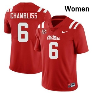 Ole Miss Rebels Elite Trinidad Chambliss Red #6 Women College Football Jersey - High-End Performance 30500435